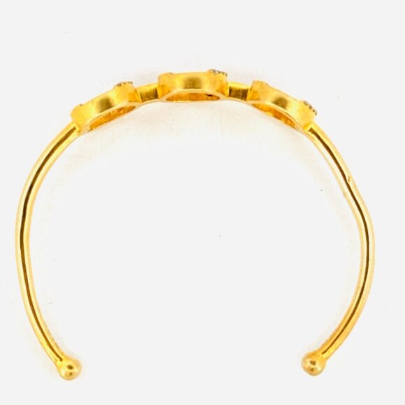 Cove Gold Over Sterling Silver 925 Open Cuff Bangle Bracelet, CZ & Glass, 6.5", - Picture 5 of 13